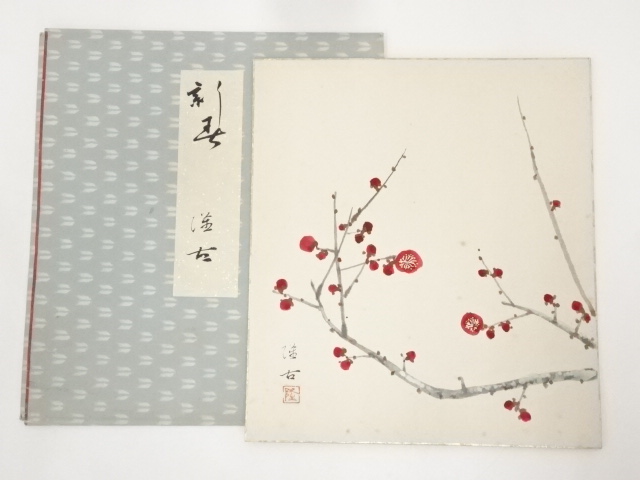 JAPANESE ART / HAND PAINTED SHIKISHI / UME BLOSSOMS